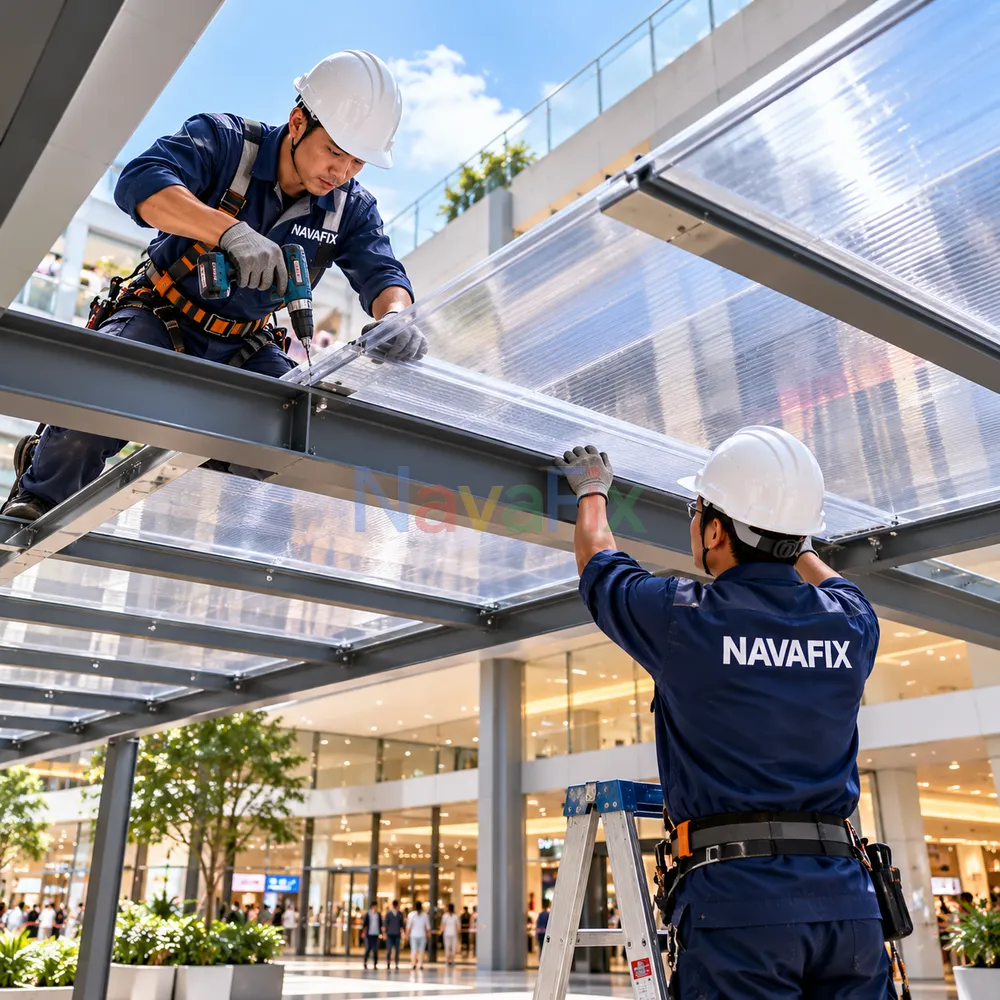 Thi Công Mái Che Lấy Sáng Tấm Poly Đẹp - Bền | NavaFix