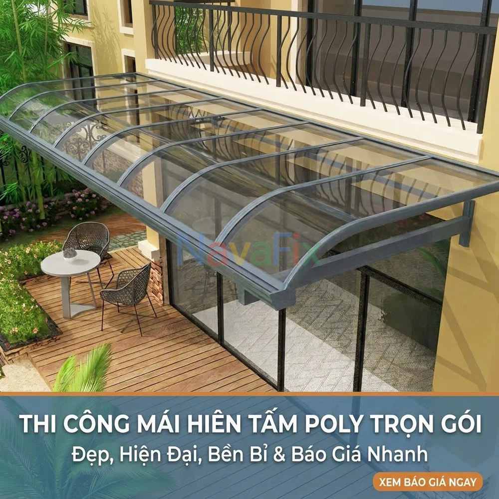 Thi Công Mái Hiên Tấm Poly Trọn Gói, Đẹp & Báo Giá | NavaFix